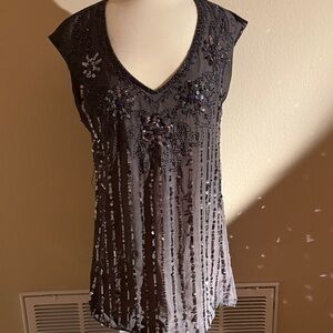 Elegant Dark Grey Flying Tomato Sequin Women's Blouse